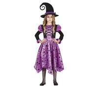 Fiestas GUiRCA Costume da Strega Stelle Lilla - Abito da Strega e Cappello per Bambina 5-6 Anni