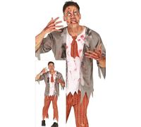 FIESTAS GUIRCA Costume da Studente Zombie Uomo - Uniforme Rossa - Costumi di Halloween per Uomo e Adulto
