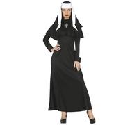 Fiestas Guirca Costume da Suora Gotica – Toca bianca e nera e abito nero – Donna adulta L 46-48