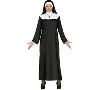 FIESTAS GUIRCA | Costume da Suora per Donna (36-38/S) - Vestito e Cuffia - Costumi Religiosi per Halloween, Carnevale e Feste in Maschera - Ideale per Adulte - Nero e Bianco
