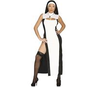FIESTAS GUIRCA Costume da Suora Sexy per Adulti, Taglia S (36/38), Nero e Bianco
