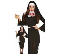 FIESTAS GUIRCA | Costume da Suora Zombie per Donna - Vestito, Cintura e Cerchietto - Costumi di Halloween, Horror e Religione per Feste in Maschera e Carnevale - Ideale per Adulte
