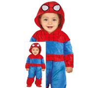 FIESTAS GUIRCA Costume da Supereroe Infantile - Tutina Da Supereroe Blu e Rosso con Pattern di Ragno - Costumi per Bambino 2-3 Anni