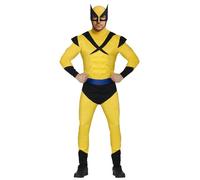 FIESTAS GUIRCA | Costume da Supereroe Muscoloso (52-54/L) - Cappuccio e Tuta - Costumi da Eroi e Cattivi per Halloween, Carnevale e Feste in Maschera - Ideale per Uomini Adulti - Giallo e Nero