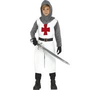 Fiestas Guirca Costume Templare per Bambino – Cappuccio, Casacca, Cintura e Pantaloni – 5-6 anni