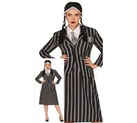 COSTUME MERCOLEDì FAMIGLIA ADDAMS CARNEVALE ADULTA VESTITO GUIRCA MERCOLEDI