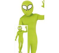 FIESTAS GUIRCA Costume da uomo da alieno verde - Costume da extraterrestre che include testa di alieno, tuta, guanti - Costumi di Halloween da uomo per adulti taglia S