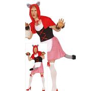 FIESTAS GUIRCA Costume da uomo da lupo cattivo di Cappuccetto Rosso - Costume divertente da uomo Cappuccetto Rosso e coda pelosa - addio al celibato da fiaba, costume da uomo, Taglia M