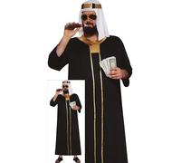 FIESTAS GUIRCA Costume da uomo da sceicco arabo - Costume da uomo da sceicco arabo incl. Tunica e copricapo neri - Costume da sceicco nero, Taglia XXL