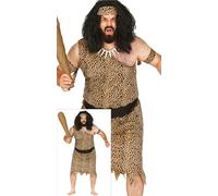 FIESTAS GUIRCA Costume da uomo delle caverne - Stampa leopardata dell'età della pietra, costume da uomo, Taglia XXL