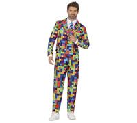 FIESTAS GUIRCA Costume da uomo retrò a blocchi - Costume da uomo divertente Abito anni '80 con motivo videogioco colorato - Addio al celibato anni '90, costume da uomo, Taglia M