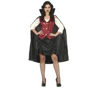 FIESTAS GUIRCA Costume Da Vampira Classico - Completo Rosso E Nero Con Mantello Per Donna Adulta Taglia S 40-42