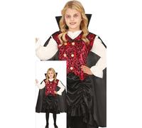 FIESTAS GUIRCA Costume da vampira con classe per bambina, costume da vampira borgogna, include mantello, camicia, gilet e gonna, costumi di Halloween per bambine dai 5 ai 6 anni
