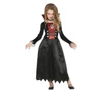 FIESTAS GUIRCA Costume da Vampira Elegante - Abito Rosso e Nero per Bambina 7-9 Anni