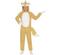 FIESTAS GUIRCA Costume da Volpe Gialla per Bambini - Tuta Con Cappuccio e Coda da Volpe - Pigiama da Animali Tutina Costumi per Bambini 7-9 Anni