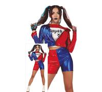 FIESTAS GUIRCA | Costume Dangerous Glam Donna (44-46/XL) - Maglietta, Giacca e Pantaloni per Donna - Ideale per Halloween, Supereroi e Villains, Mr. Smile e Feste a Tema - Rosso e Blu
