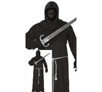 FIESTAS GUIRCA | Costume Dark Soldier Uomo Adulto (52-54/L) - Cappuccio, Cintura e Tunica - Ideale per Halloween, Feste Medievali e Tematiche Religiose - Costumi per Adulti - Nero