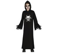FIESTAS GUIRCA Costume della morte teschio - Tunica nera con cappuccio - Costume Halloween bambino 5-6 anni