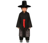 FIESTAS GUIRCA | Costume Demonio Nero Bambini (7-9 anni) - Camicia, Cintura, Cappello e Pantaloni - Ideale per Halloween, Carnevale e Feste in Maschera - Nero