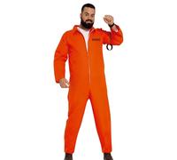 FIESTAS GUIRCA | Costume di Convicti Adulto (56-58/XXL) - Tuta da Prigioniero per Feste di Ladri, Halloween e Carnevale - Ideale per Uomo - Arancione