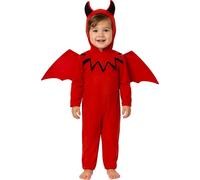 FIESTAS GUIRCA | Costume di Diavolo Bebè (18-24 Mesi) - Tutù, Cappuccio, Ali e Coda - Costumi da Demone e Diavolo per Halloween, Carnevale e Feste in Maschera - Ideale per Bebè Unisex - Rosso