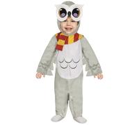 FIESTAS GUIRCA | Costume di Gufo Magico Bebè (18-24 Mesi) - Cappuccio e Tuta - Costumi da Animali e Studenti di Magia per Halloween, Carnevale e Feste in Maschera - Unisex - Grigio e Bianco