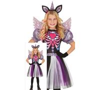 FIESTAS GUIRCA Costume di Halloween con unicorno scuro per bambini - Cerchietto per capelli con unicorno, abito glitterato con tutù e ali - Costume per bambini Halloween ragazza 3-4 anni