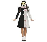 FIESTAS GUIRCA | Costume di Pagliaccio Terrificante per Donna (42-44/L) - Collo e Tuta - Costumi da Clown per Halloween, Carnevale e Feste in Maschera - Ideale per Adulte - Bianco e Nero