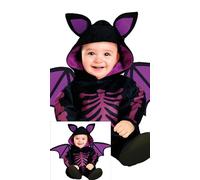 FIESTAS GUIRCA | Costume di Pipistrello per Bebè - Ali, Cappuccio e Tuta/Tutù - Costumi da Gatto-Pipistrello per Halloween, Carnevale e Feste in Maschera - Ideale per Bebè - Nero e Viola