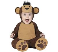 FIESTAS GUIRCA | Costume di Scimmietta Bebè (12-18 Mesi) - Cappuccio, Tuta e Piedi - Costumi di Animali per Halloween, Carnevale e Feste in Maschera - Ideale per Bebè Unisex - Marrone