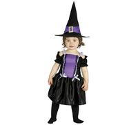 FIESTAS GUIRCA | Costume di Streghetta Viola Bebè (18-24 Mesi) - Cappello e Vestito - Costumi da Strega per Halloween, Carnevale e Feste in Maschera - Ideale per Bambine - Nero e Viola