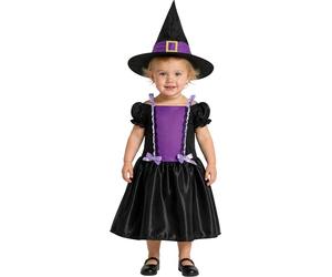 FIESTAS GUIRCA | Costume di Streghetta Viola Bebè - Cappello e Vestito - Costumi da Strega per Halloween, Carnevale e Feste in Maschera - Ideale per Bambine