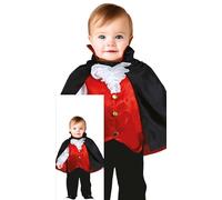 FIESTAS GUIRCA | Costume di Vampiro Bebè (12-18 Mesi) - Maglietta, Cappa e Pantaloni - Costumi di Halloween e Feste di Vampiri per Bambini Piccoli - Ideale per Carnevale e Celebrazioni - Nero e Rosso