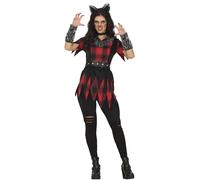 FIESTAS GUIRCA | Costume Donna Lupo (38-40/M) - Camicia, Coda, Diadema, Guanti e Pantaloni - Costumi da Uomo Lupo, Halloween, Supereroi e Villains, Animali - Ideale per Adulte - Rosso e Nero