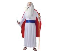 FIESTAS GUIRCA | Costume Druido Adulto (52-54/L) - Cappa, Cintura e Tunica per Feste Galliche, Halloween e Carnevale - Ideale per Uomini in Celebrazioni ed Eventi - Bianco e Rosso