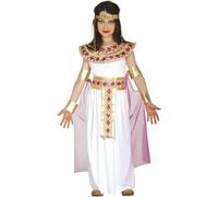 FIESTAS GUIRCA | Costume Egiziana Bambini (7-9 Anni) - Vestito, Cappa, Bracciale e Cintura - Costumi da Faraona per Halloween, Carnevale e Feste in Maschera - Ideale per Bambine - Bianco e Oro