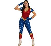 FIESTAS GUIRCA Costume Eroina Star - Meraviglioso vestito con tuta in rosso metallizzato, blu e oro per donna adulta Taglia S 40-42