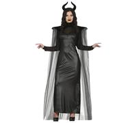FIESTAS GUIRCA Costume Fata Malvagia Donna con Mantello e Corna Nero