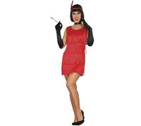 COSTUME CARNEVALE CHARLESTON VESTITO GUIRCA ADULTA ANNI '20 COLORE ROSSO