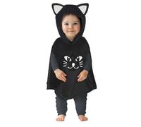 FIESTAS GUIRCA | Costume Gatto Bebè - Poncho e Cappuccio - Costumi da Animali per Halloween, Carnevale e Feste in Maschera - Ideale per Bebè Unisex