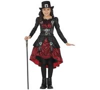 FIESTAS GUIRCA | Costume Gothic Girl Bambini (5-6 anni) - Vestito per Ragazze - Costumi Steampunk, Halloween, Carnevale e Feste in Maschera - Ideale per Bambine - Nero e Rosso