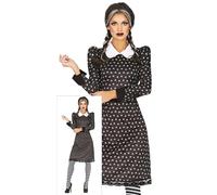 FIESTAS GUIRCA Costume da Ragazza di Famiglia Gotica - Vestito Nero Elegante - Costume Halloween Donna Taglia 50-52 XL