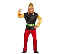 FIESTAS GUIRCA | Costume Guerriero Gallico Adulto (54-56/XL) - Giacca, Cintura e Pantaloni - Costumi d'Epoca e Avventura per Halloween, Carnevale e Feste a Tema - Ideale per Uomo - Nero e Rosso