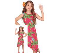 FIESTAS GUIRCA Costume hawaiano per ragazze - Abito estivo Aloha - Vestito estivo tropicale rosa - Costumi in maschera per bambine e ragazze - Età 5-6 anni