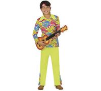Guirca- Costume da Hippie Bambino 7/9 Maschio, Multicolore, 7-9 anni (125-135 cm), 85604