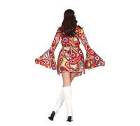 FIESTAS GUIRCA | Costume Hippie Donna (44-46/XL) - Gilet e Vestito - Costumi Anni '60 e '70 per Feste a Tema, Carnevale e Halloween - Ideale per Adulte - Marrone e Multicolore