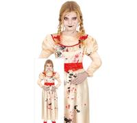 FIESTAS GUIRCA Costume in maschera per ragazze bambola diabolica assassina - Bambola vintage horror - Costumi di Halloween per ragazze età 7-9 anni