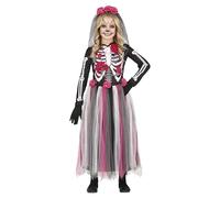 FIESTAS GUIRCA Costume La Catrina Rosa - Abito Lungo e Diadema con Fiori per Bambina 5-6 Anni