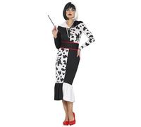 FIESTAS GUIRCA | Costume Lady Villain (36-38/S) - Vestito e Cintura - Costumi da Villana, Anni '50 e Retro per Halloween, Carnevale e Feste in Maschera - Ideale per Donna Adulta - Bianco e Nero