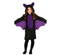 FIESTAS GUIRCA | Costume Little Bat Girl Bambini (10-12 Anni) - Vestito, Cappuccio e Ali per Ragazze - Costumi da Pipistrello e Animali per Halloween, Carnevale e Feste in Maschera - Nero e Viola